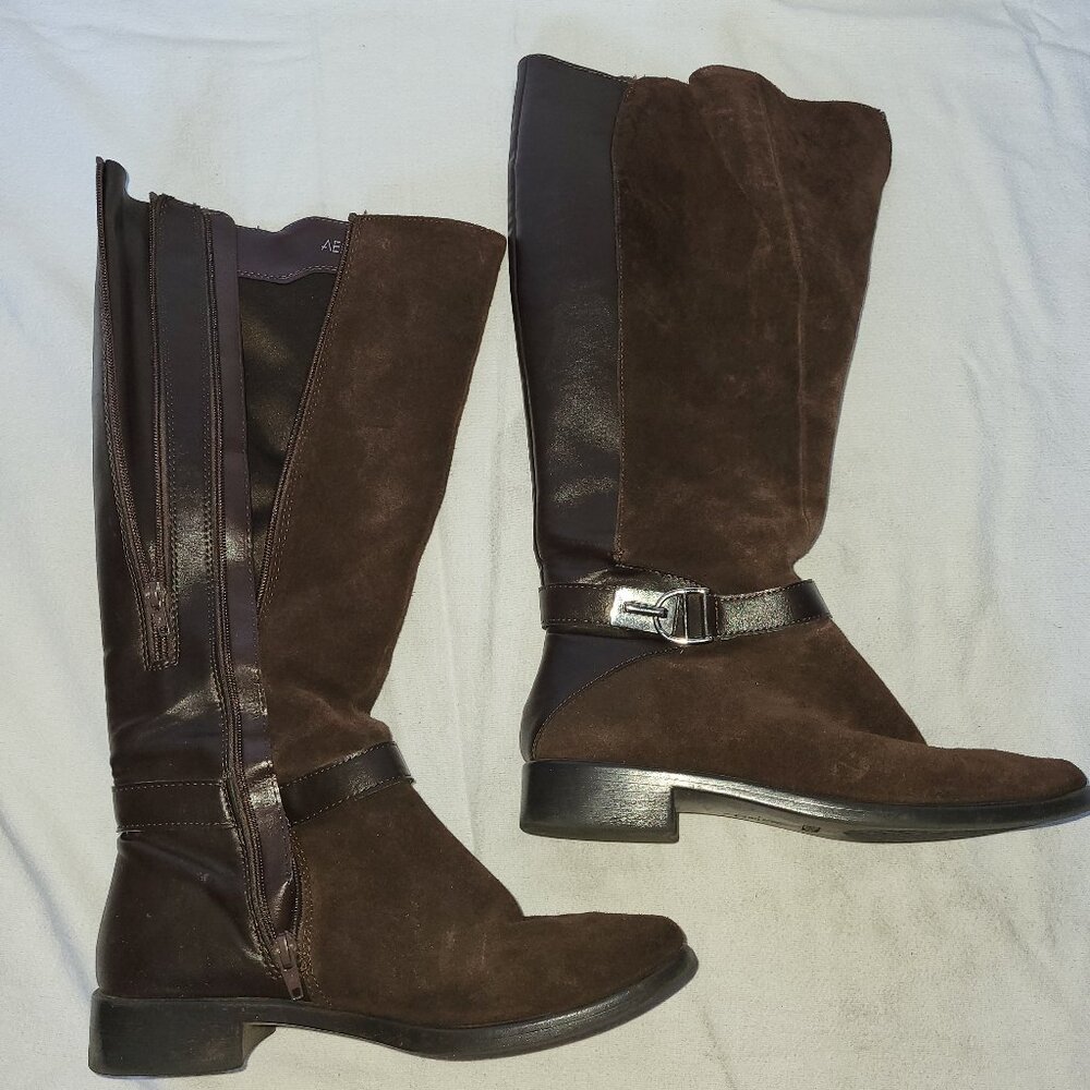 Aerosoles Dark Brown Suede and Leather Boots - Size 9